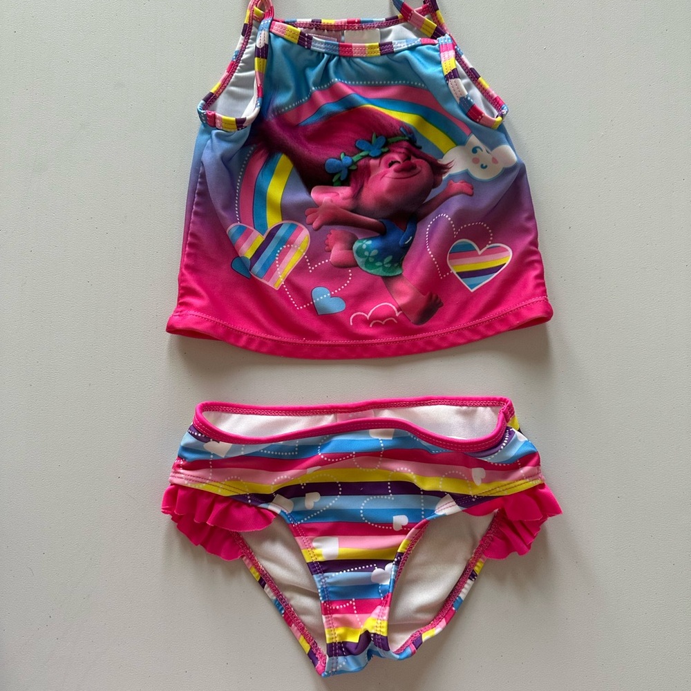 Trolls Pink and Yellow Tankini Set